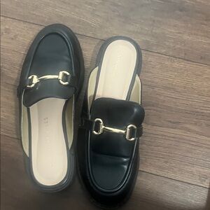 Sincerely Jules Black Mules with Gold Detail